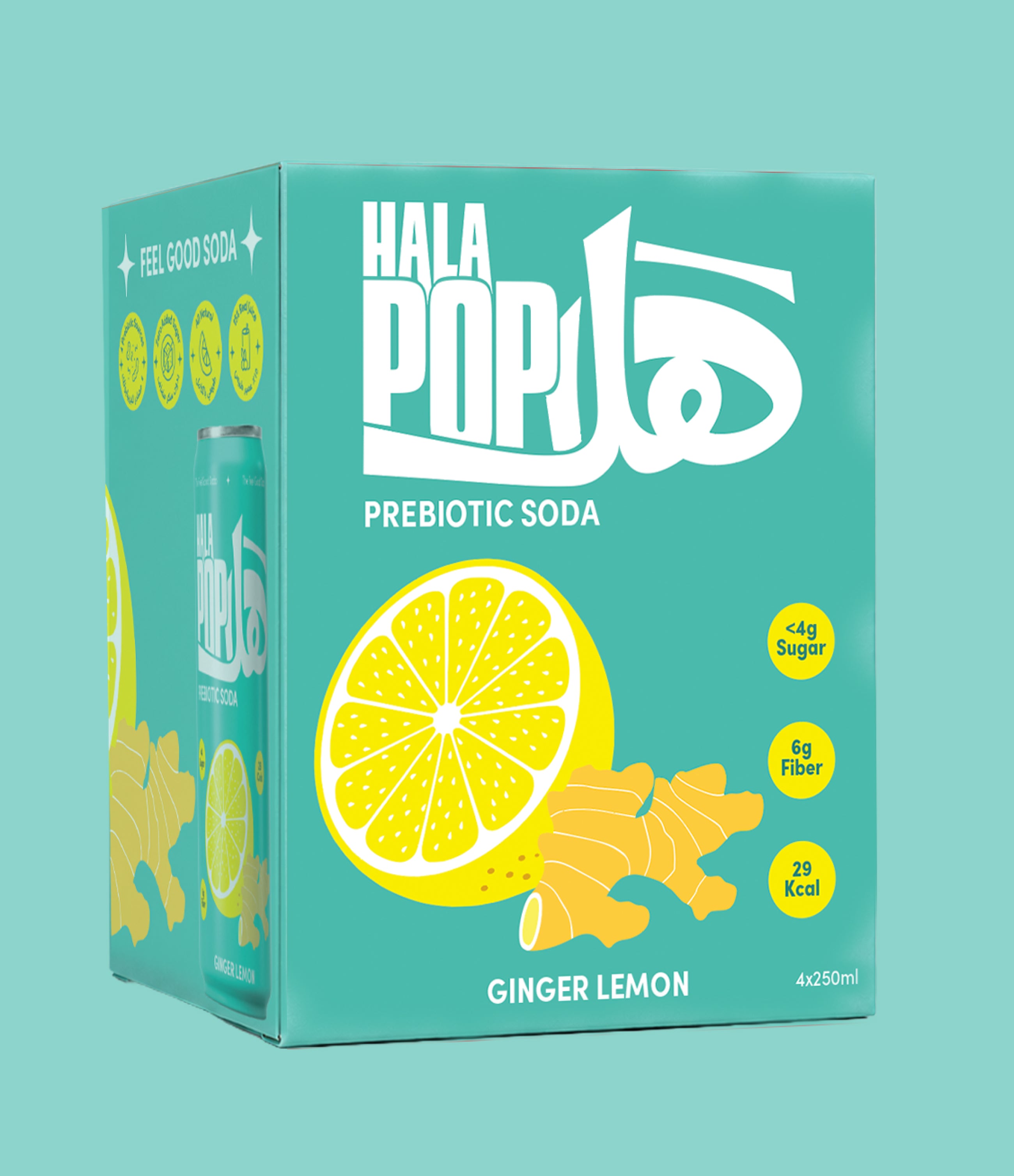 Ginger Lemon – HalaPop | Healthy Prebiotic Soda